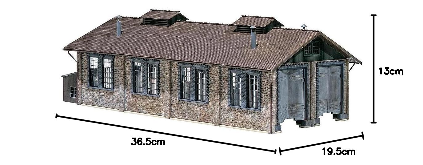 FALLER Lokschuppen 2-ständig Modellbausatz mit 126 Einzelteilen 365 x195 x130mm I Modelleisenbahn Zubehör H0 Gebäude I Modelleisenbahn H0 Lokwerkstatt, Weiß