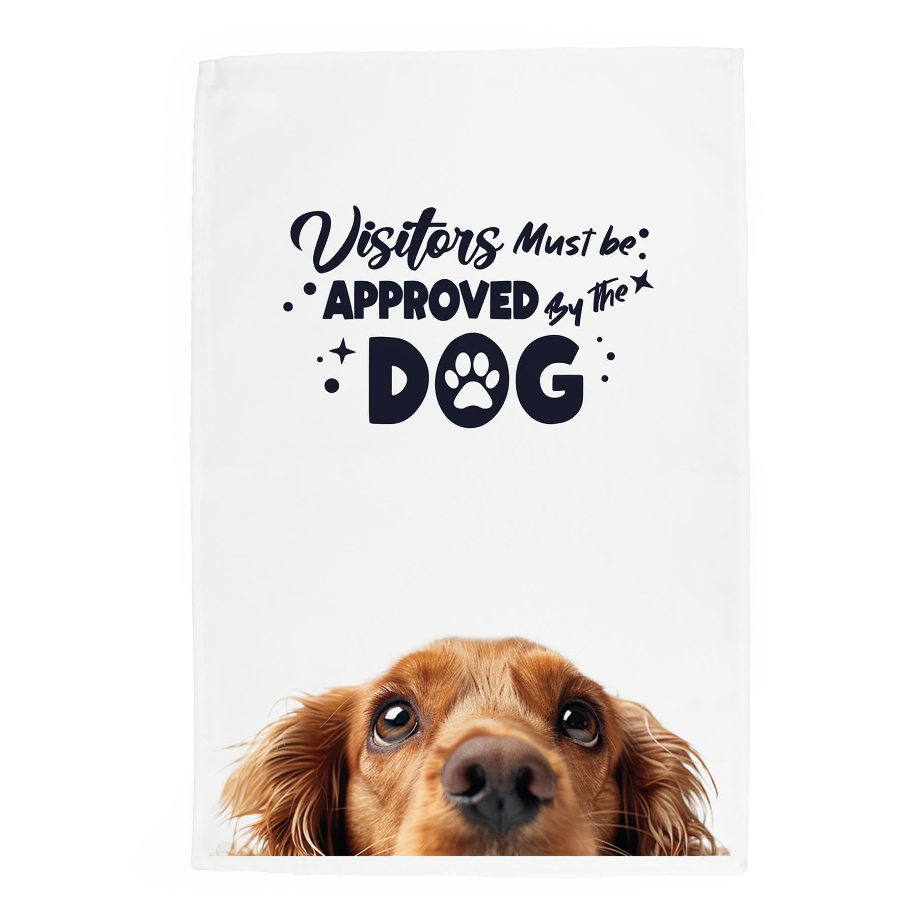 Purely Home Peeping Dog Tea Towel - Visitors Must Be Approved By The Dog - Cocker Spaniel Gift Panama Cotton Kitchen Dish Towel/Drying Cloth - 67cm x 45cm