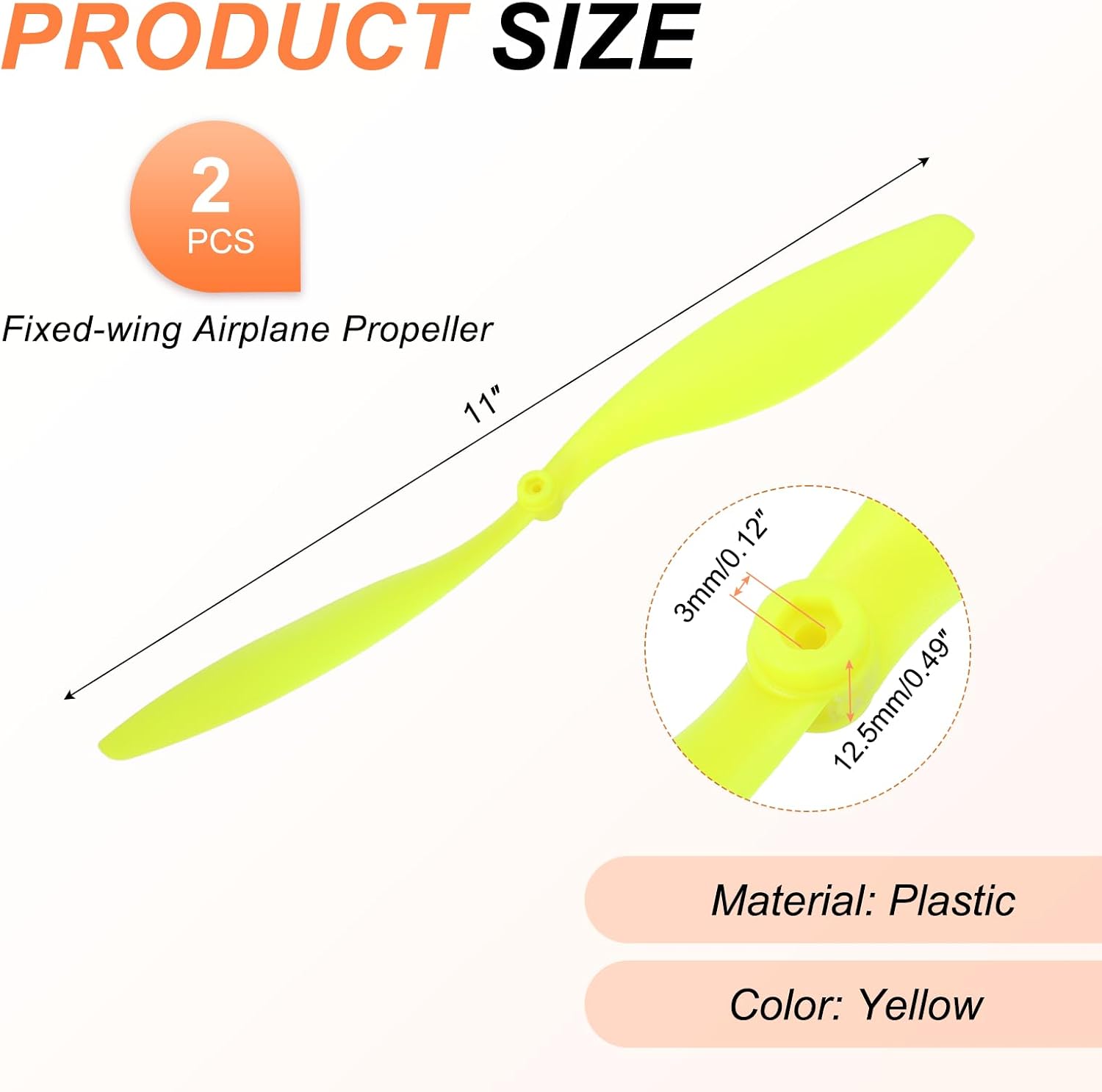 MECCANIXITY 2 Pcs 11x8 Inch Propeller RC Propellers 2-Vane Blades Slow Flyer Props for Lightweight Drones Motor Special Prop Accessories, Black