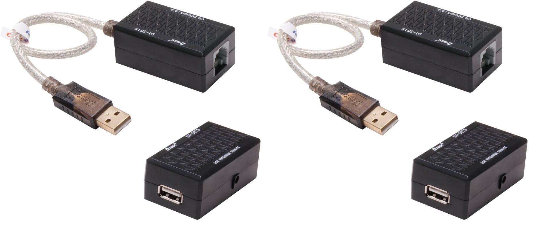 DTECH USB Extension Adapter USB to RJ45 Extender Over Cat5 Cat5e Ethernet Cable Set Connection up to 200ft (Pack of 2)