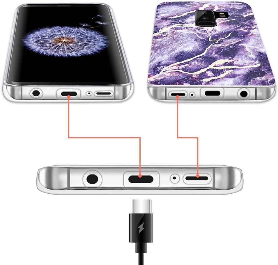 Caka Marble Case Compatible for Galaxy S9 Plus, Marble Case Slim Anti Scratch Shockproof Luxury Fashion Silicone Soft Rubber TPU Protective Case for Samsung Galaxy S9 Plus (Purple)