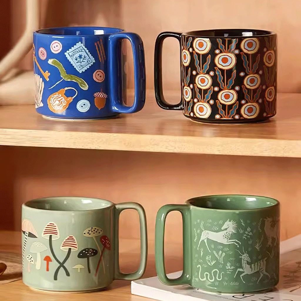 Tazza da tè, Tazza da caffè in Vetro, Tazza in Ceramica, Tazza da Colazione, Tazza da Ufficio, Tazza da casa per Ragazzi e Ragazze, Tazza da caffè (A)