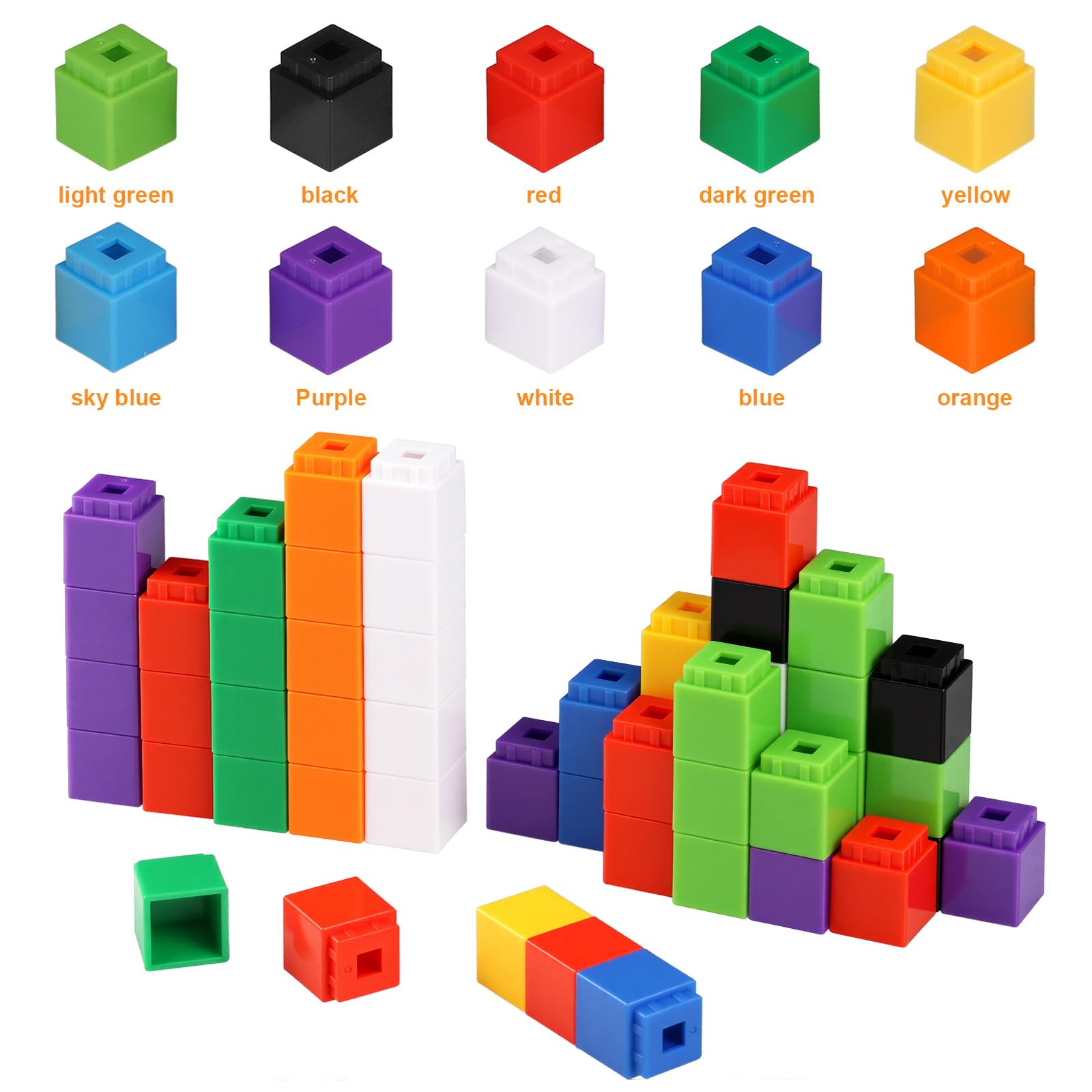 300 Pièces Cube Mathématiques, Blocs de Construction Math, Cubes a Empiler Calcul, Montessori Cube de Comptage Mathématiques Emboitables Numberblocks, Blocs de nombres pour Enfants (300pcs)