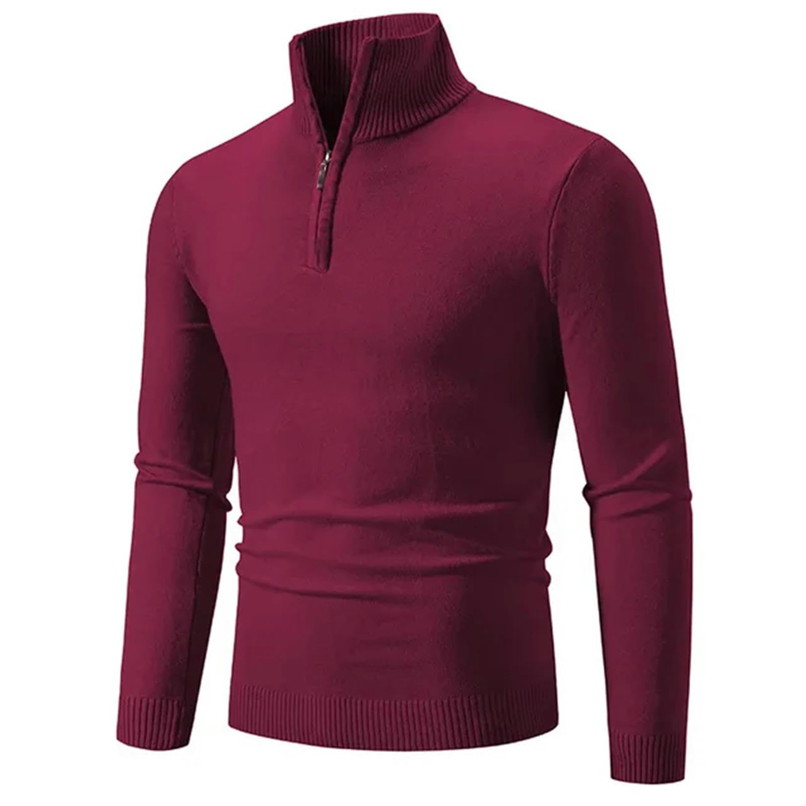 Męskie swetry jesień zima moda slim fit sweter męski jednolity kolor półotwarty łańcuch dół koszula dzianina