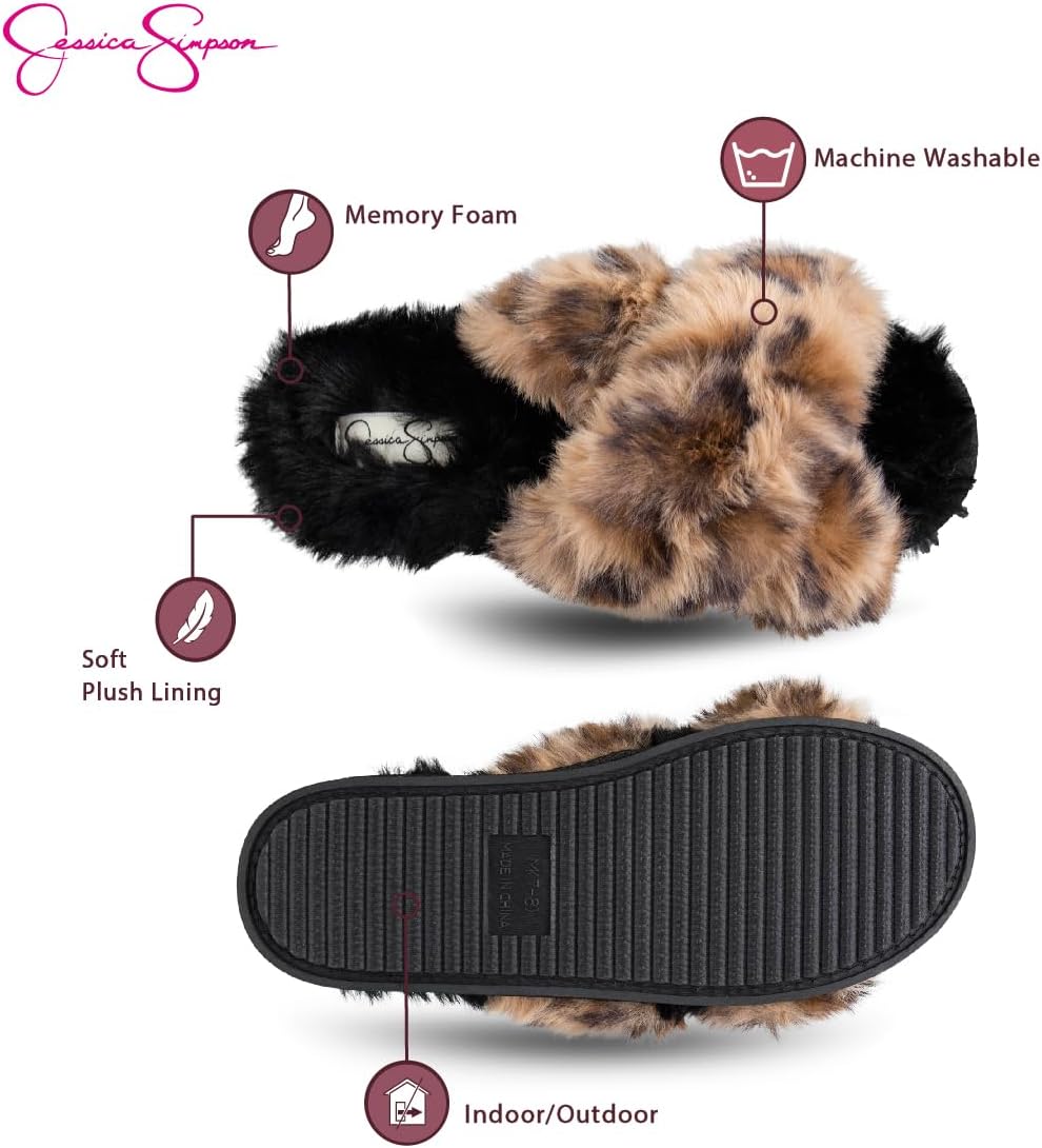 Jessica Simpson Women's Fashion Faux Feather Slide-On Memory Foam Slipper - Image 5