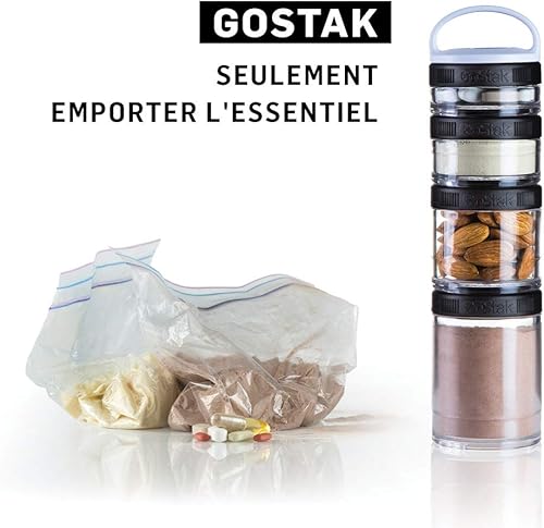 Miniatura 3 de BlenderBottle GoStak 5,07 oz Paquete de 2 Color Rosa, 40cc Paquete de 4, Negro