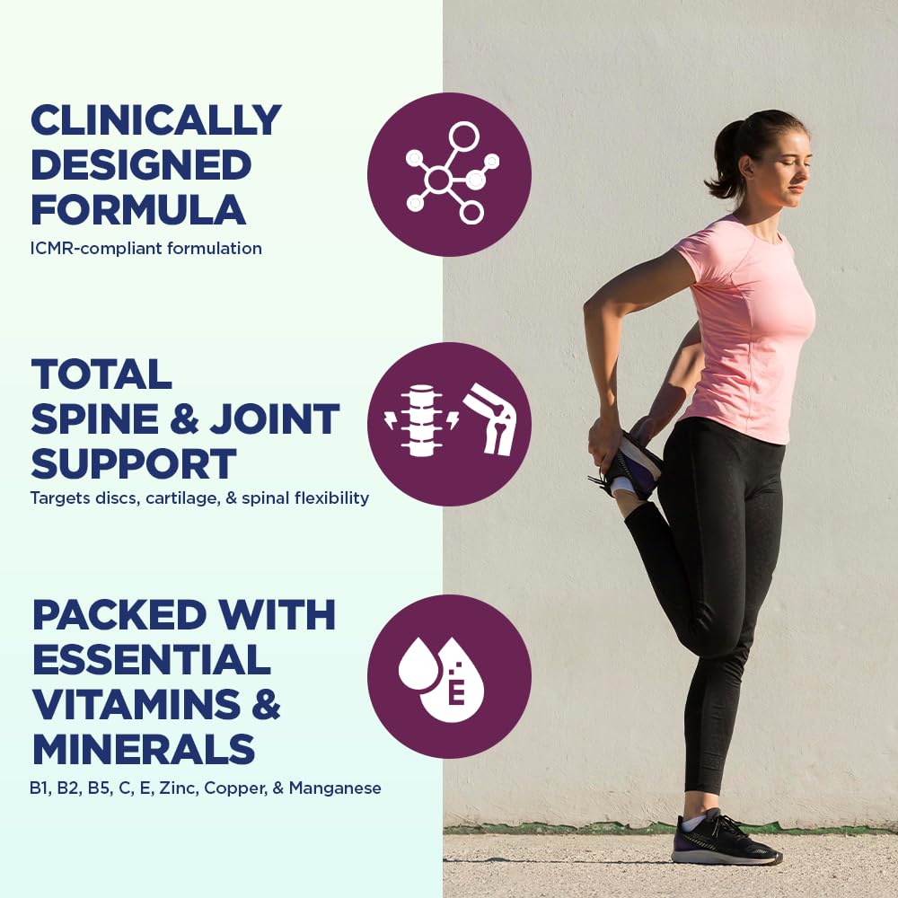 Spine & Disc Health Tablets for Men & Women | Back pain, Joint Stiffness & Bone Health | Nutraceutical Supplement with Collagen, Glucosamine, Chondroitin, Multivitamins & Minerals | 30 tablets | 1 Serving a Day — Amazon image 4
