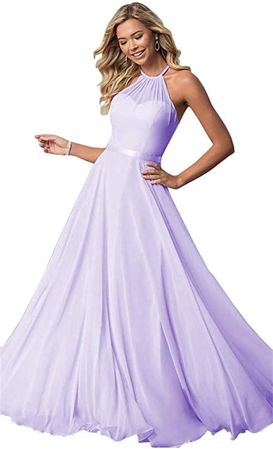 Frederica Sin Tirante Gasa Largo Vestido De Dama De Honor Lilac