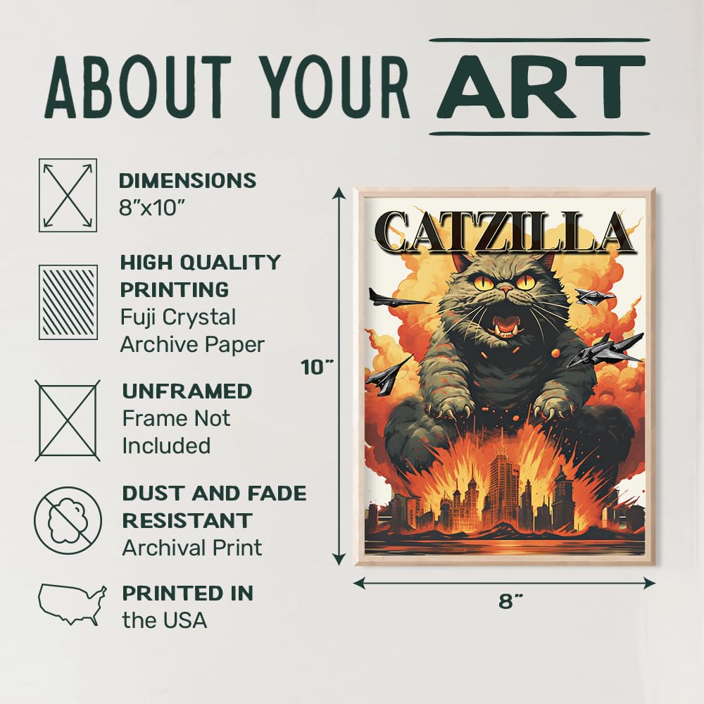 Amazon.com: Funny Cats Wall Art & Decor - Catzilla - Black cat