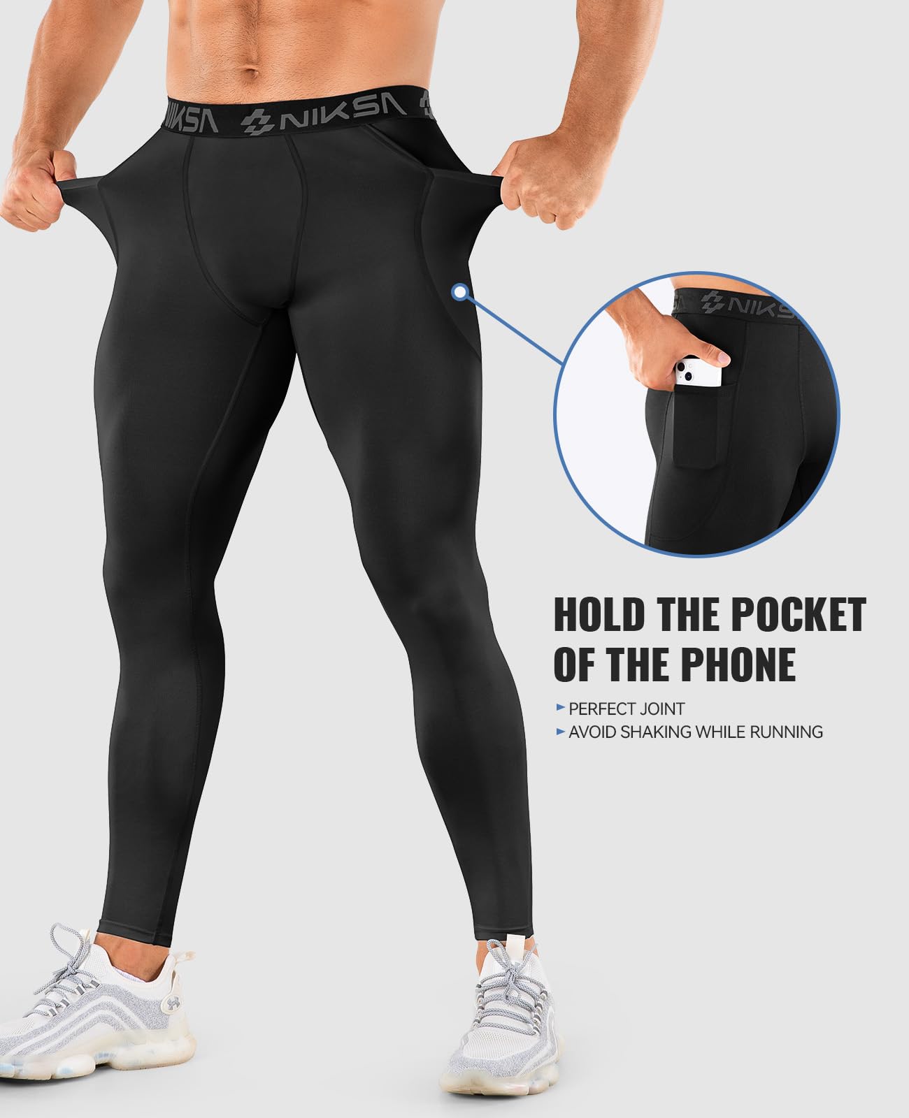 Niksa Lot de 1/3 pantalons de compression pour homme, leggings de sport athlétiques pour la course à pied, le yoga, l'entraînement, le sport