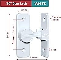 Vista 2 de LISHAN - Cerradura de puerta de 90 grados de alta calidad, sólida y segura, diseño moderno, acabado blanco mate, fácil instalación, ideal