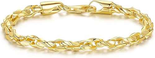Gold Bracelets for Women 14K Gold Bracelet Dainty Bracelets for Womens Braided Chain Bracelet for Women Men 6.577.589in