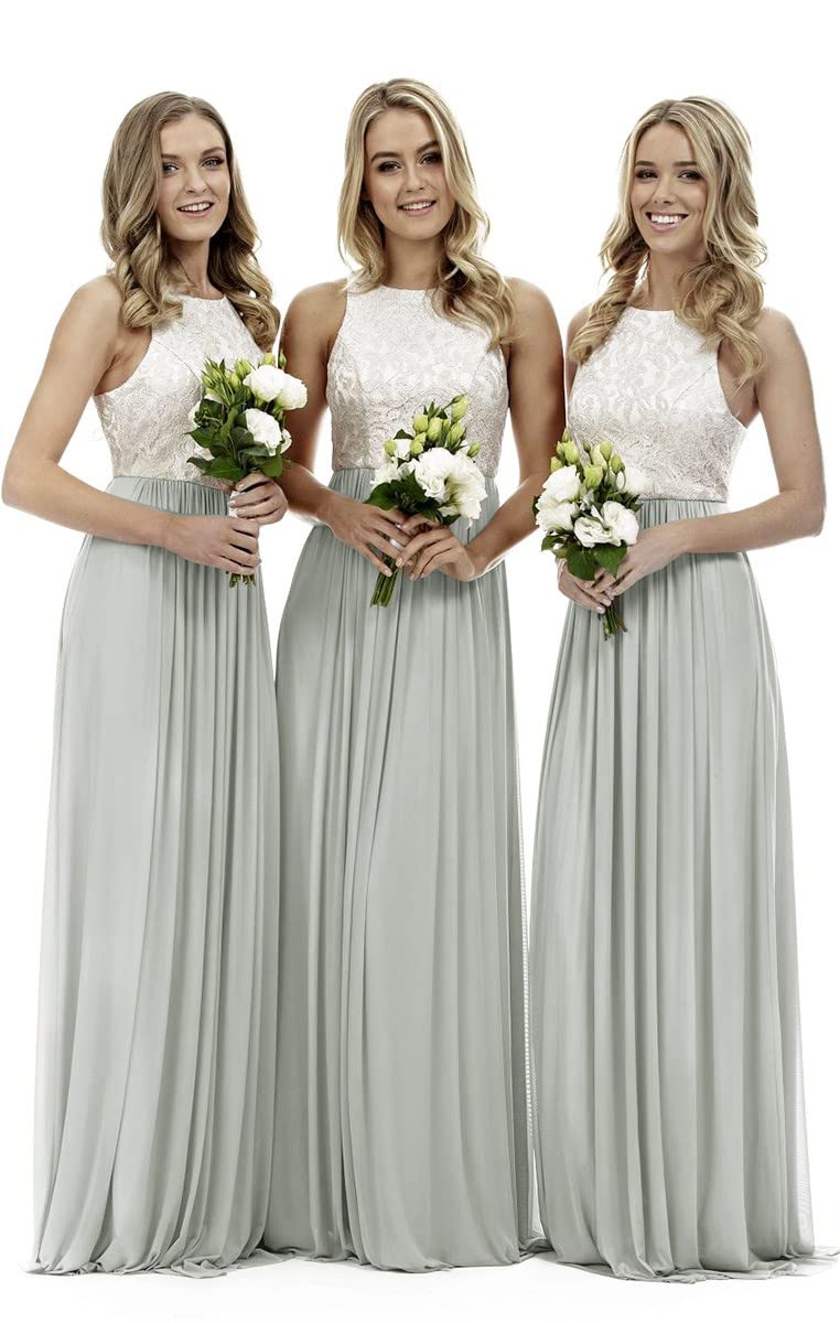 Lecureler Long Lace Prom Bridesmaid Dress Gray Size 18