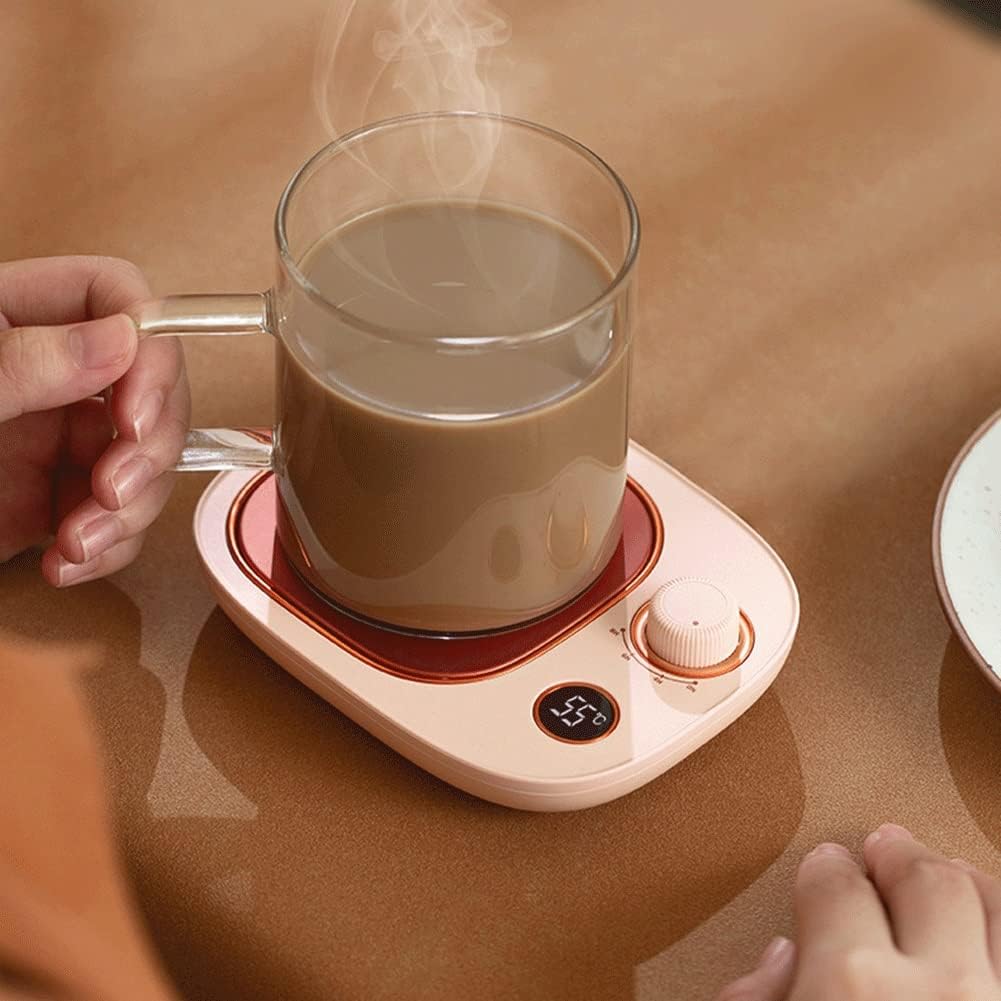 Beverage Warmer Cup Thermostatic Cup Heater Heating Coaster Desktop Heater Timer Heating Coaster for Office Home Use with Auto Shut Off Heater