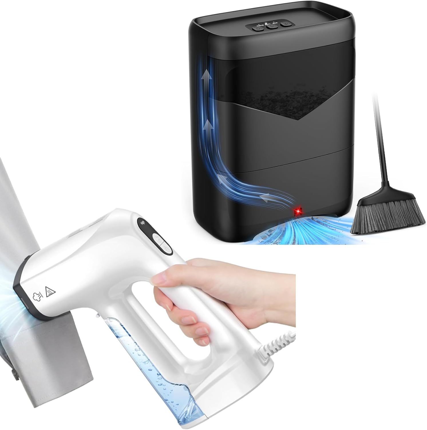 LyriFine Vacuum Steamer for Clothes + Pro Touchless Vacuum Automatic Dustpan