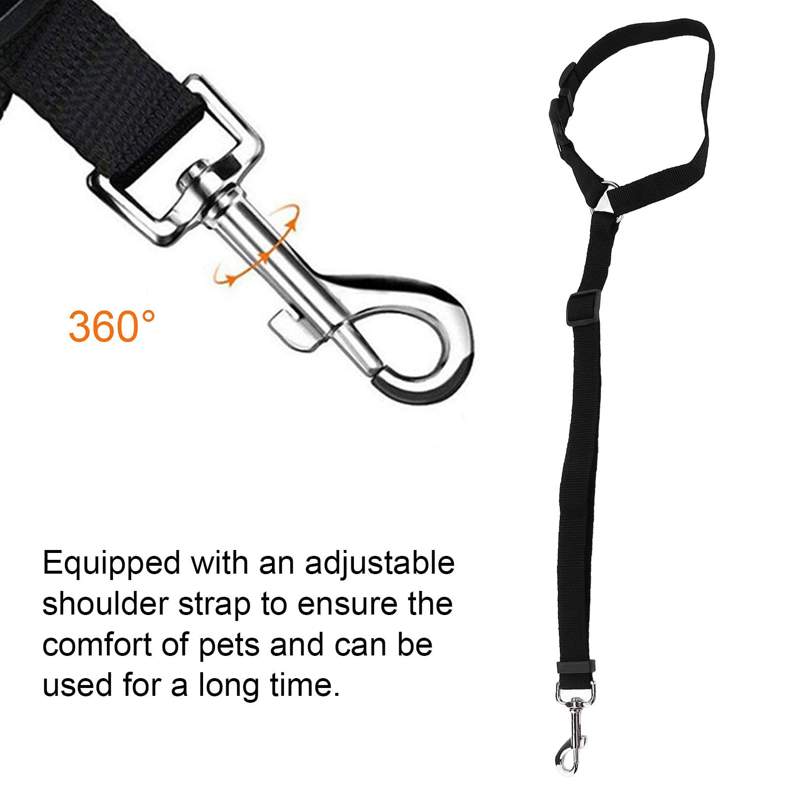 Restokki Dog Seatbelt Nylon Black Adjustable Professional Car Safety Harness Pet Supplies