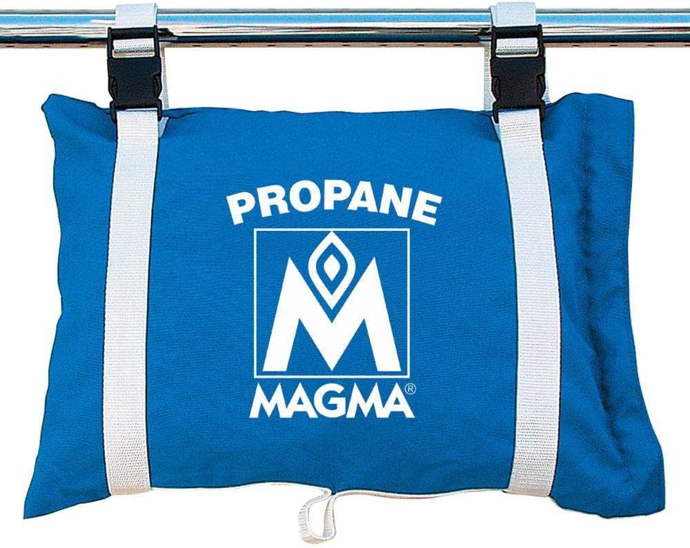 Magma A10-210PB Pacific Blue Propane/Butane Canister Storage Tote Bag – Securely Holds 3 x 1 lb Fuel Cylinders – Weather-Resistant, Padded, Anti-Rattle Organizer for Boat, RV, and Camping