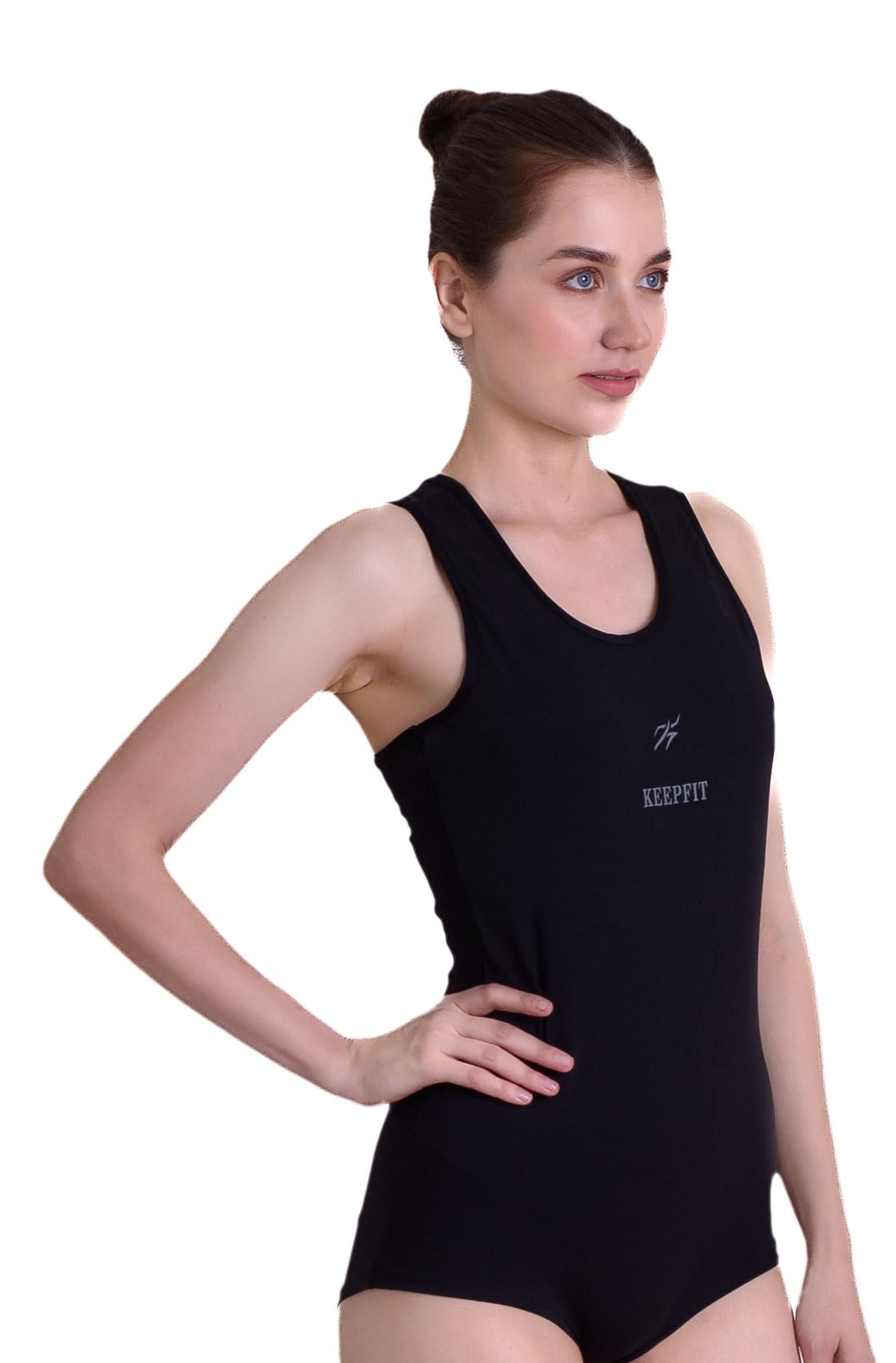 Keepfit Women N9 Antibacterial Solid Bodysuit with Logo Printed L Black |Swimming Suit for Women 3