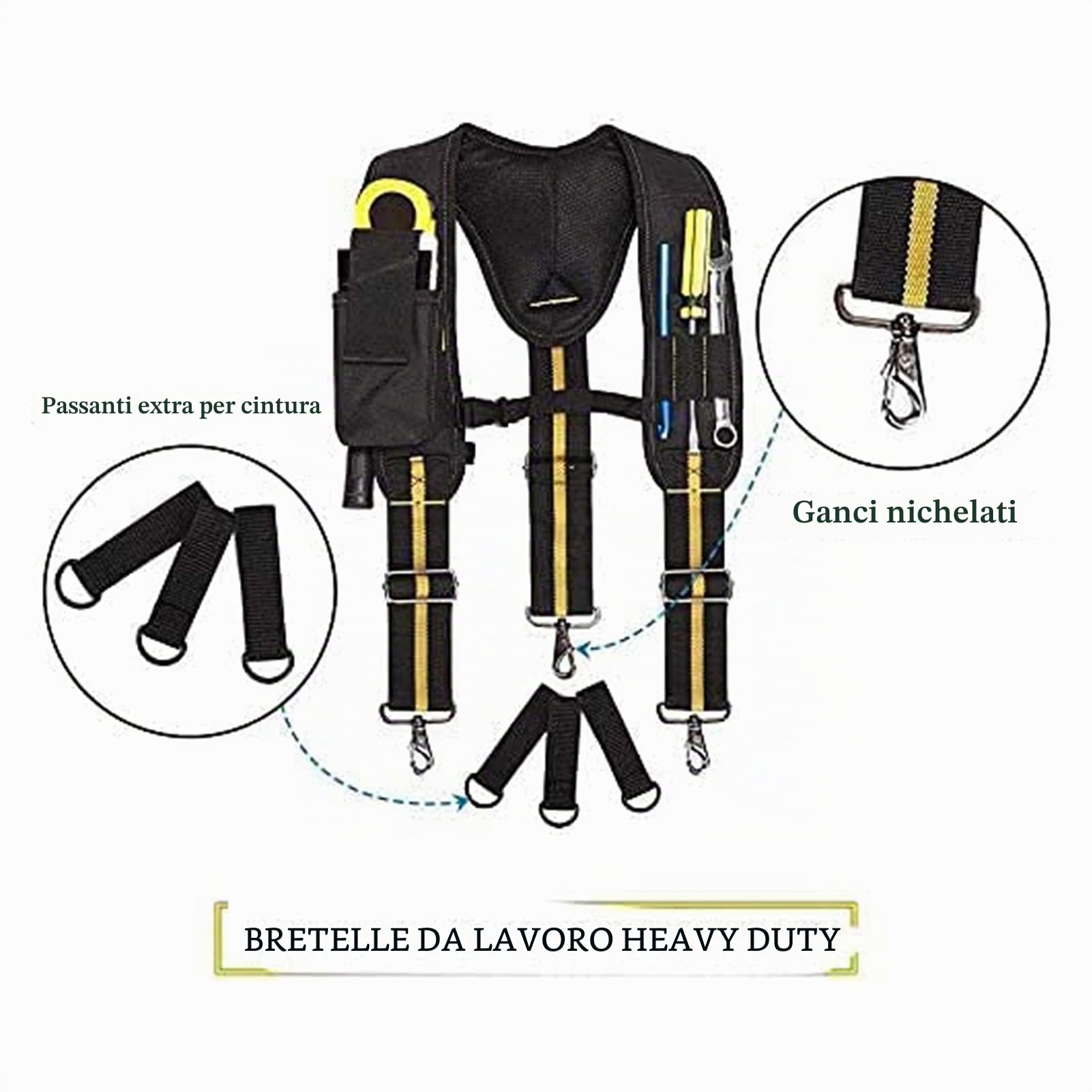 Bretelle Per Cintura Porta Attrezzi, Imbottita Bretelle Da Lavoro Bretelle Permarsupio Porta Attrezzi Elettricista Imbracatura A Forma Y Con Multi Tasche Per Elettricista Falegname Edilizia