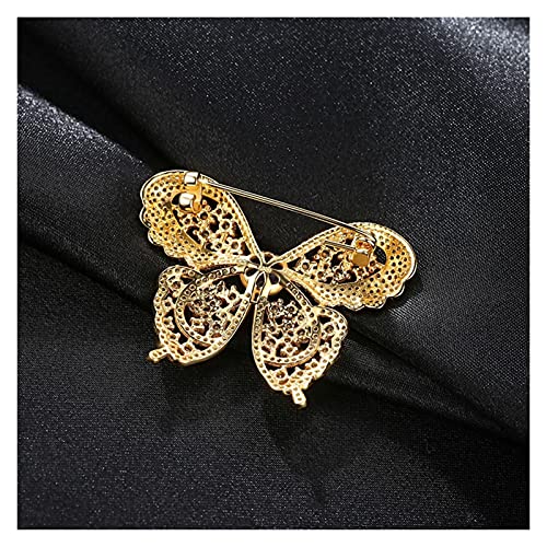 Broches en forme de papillon pour femmes, perles noires et gemmes - 2