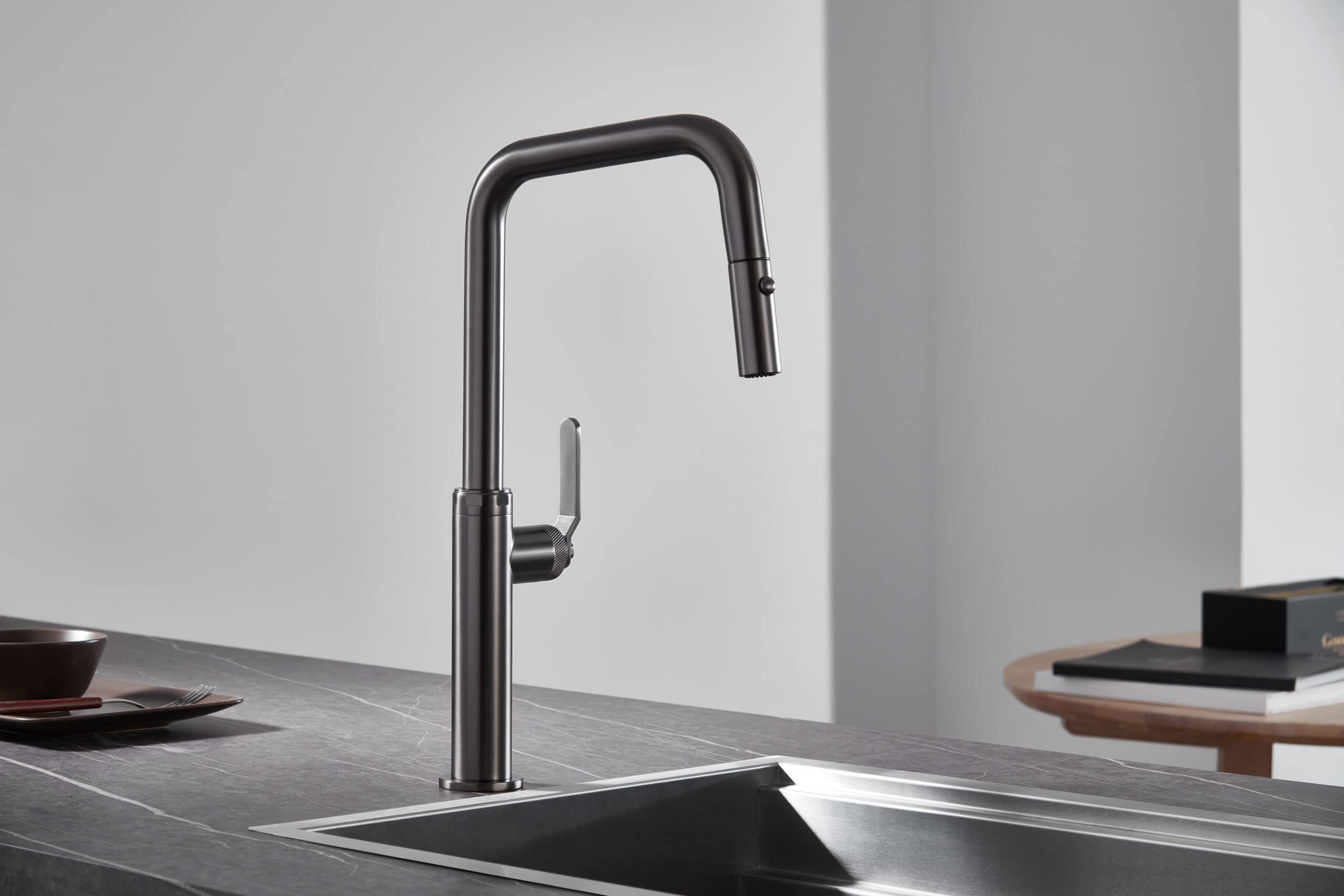 Mice - Grifo de cocina monomando extraíble con difusor doble jet - Mangera Flexible 360º - Griferia de Cocina Color Black Gun Metal - Serie Niza GCE027/BGM Imex