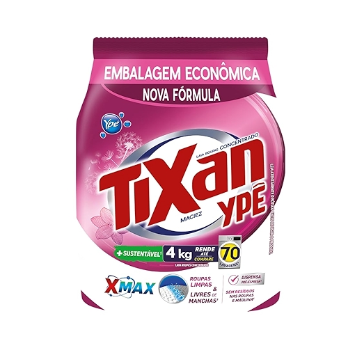 Ypê Lava Roupas em Pó Tixan Maciez Sachê 4Kg Ypê Lava Roupas em Pó Tixan Maciez Sachê 4Kg