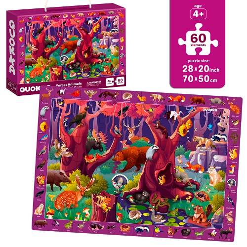 60 Pieces Floor Puzzles For Kids Ages 4-8 – 3 Jigsaw Kids Puzzles Ages 6-8 By Quokka – Search & Find Learning Game For Toddler Ages 3-5 Ocean Wild Animals & Dinosaurs - Gift Games For Children 8-10 #TOP1