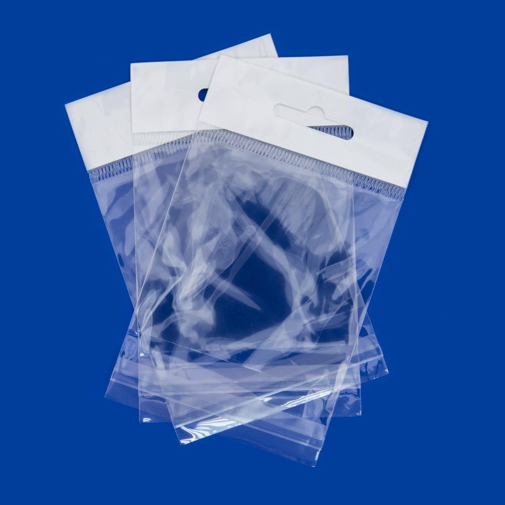 JewelrySupply Resealable Polypropylene Bags with Hanging Header 3x3" (Package of 100)