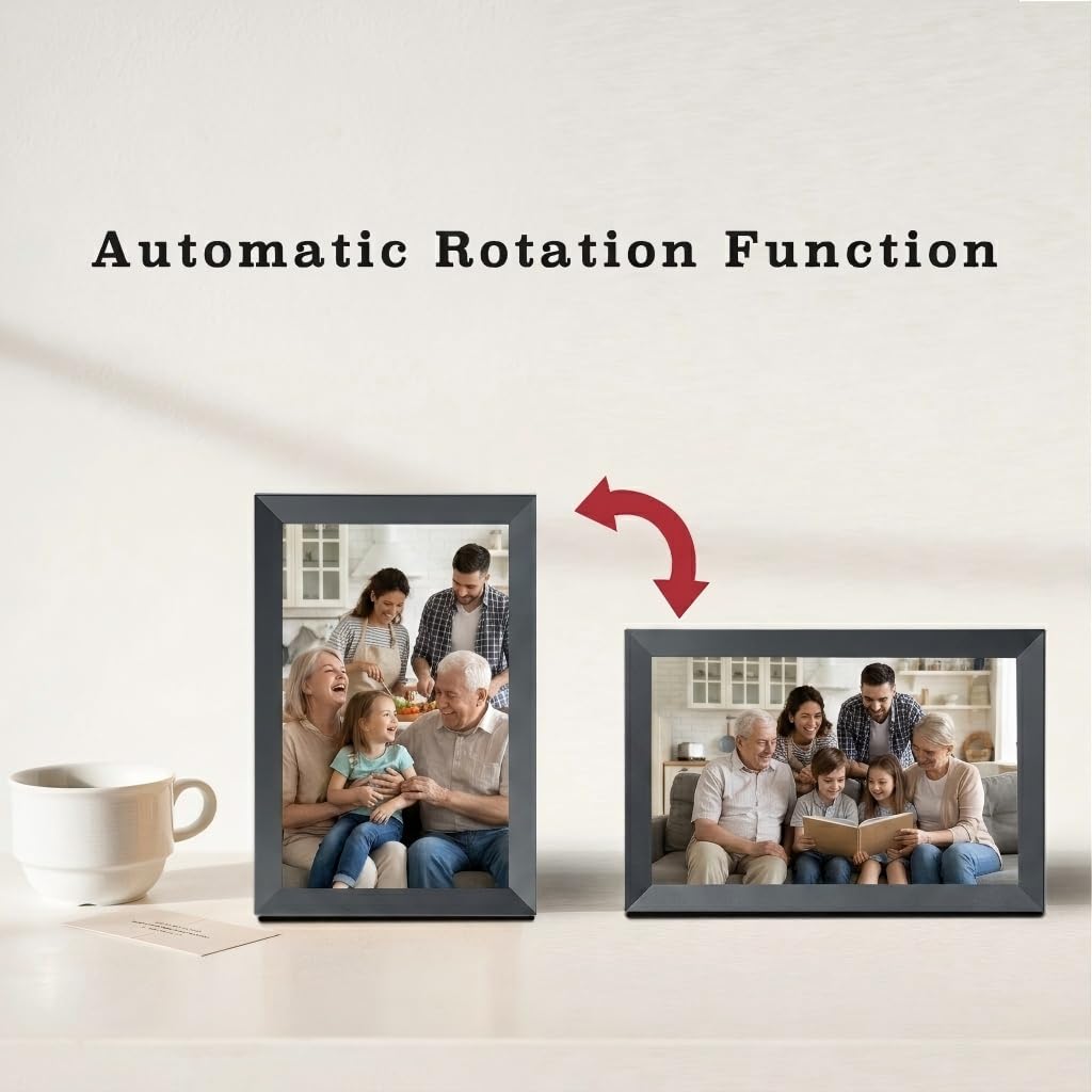 Cornice per foto digitale, 10,1 pollici WiFi Smart Digital Picture Frame IPS Touch Screen, rotazione automatica, memoria integrata da 32 GB, facile configurazione per condividere foto e video