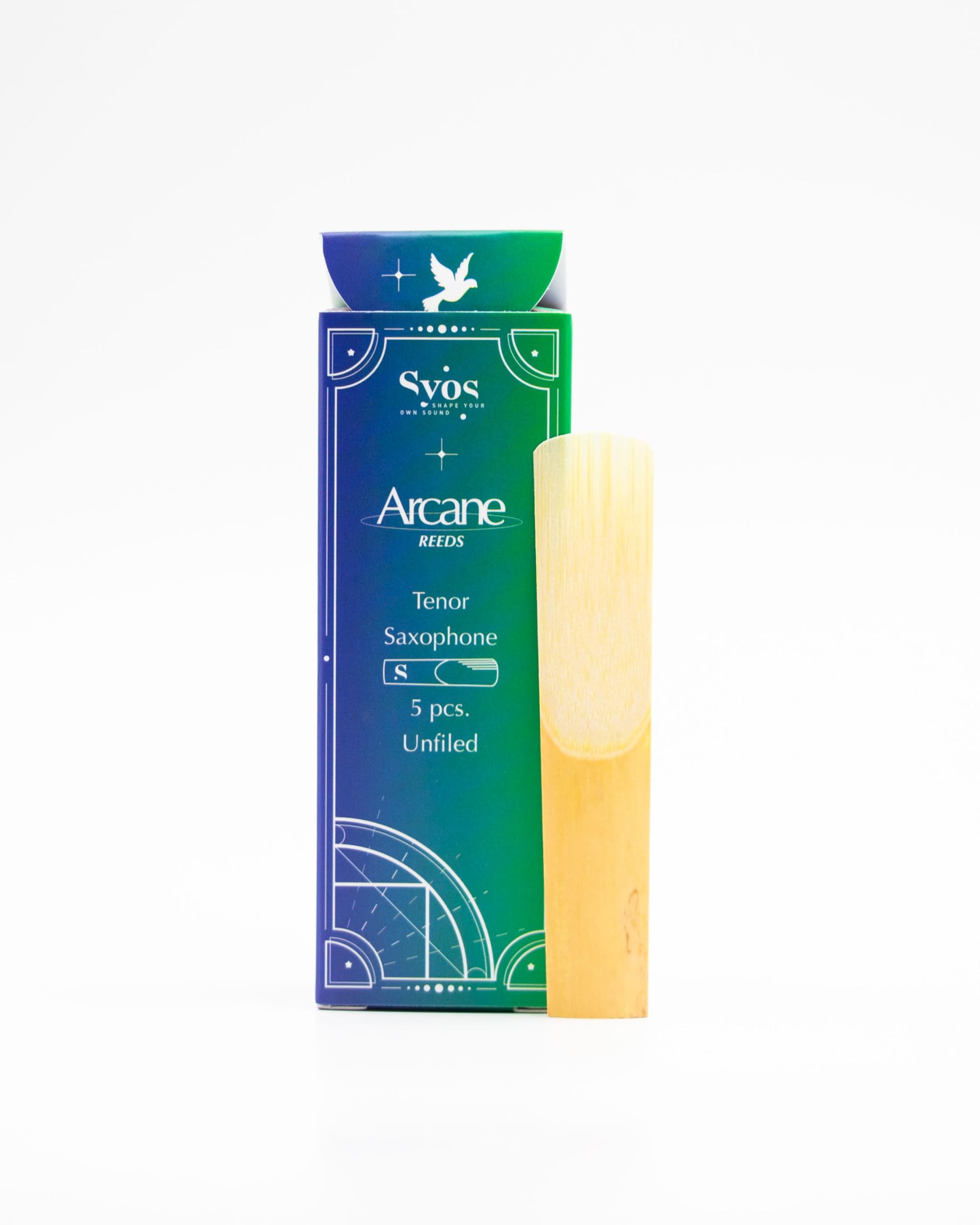 Syos Arcane Tenor Saxophone Reeds 2.5 - Easy to Control Tenor Sax Reeds 2.5 for a Warm and Rich Sound - Unfiled Reeds for Your Tenor Saxophone Mouthpiece - Box of 5 Reeds