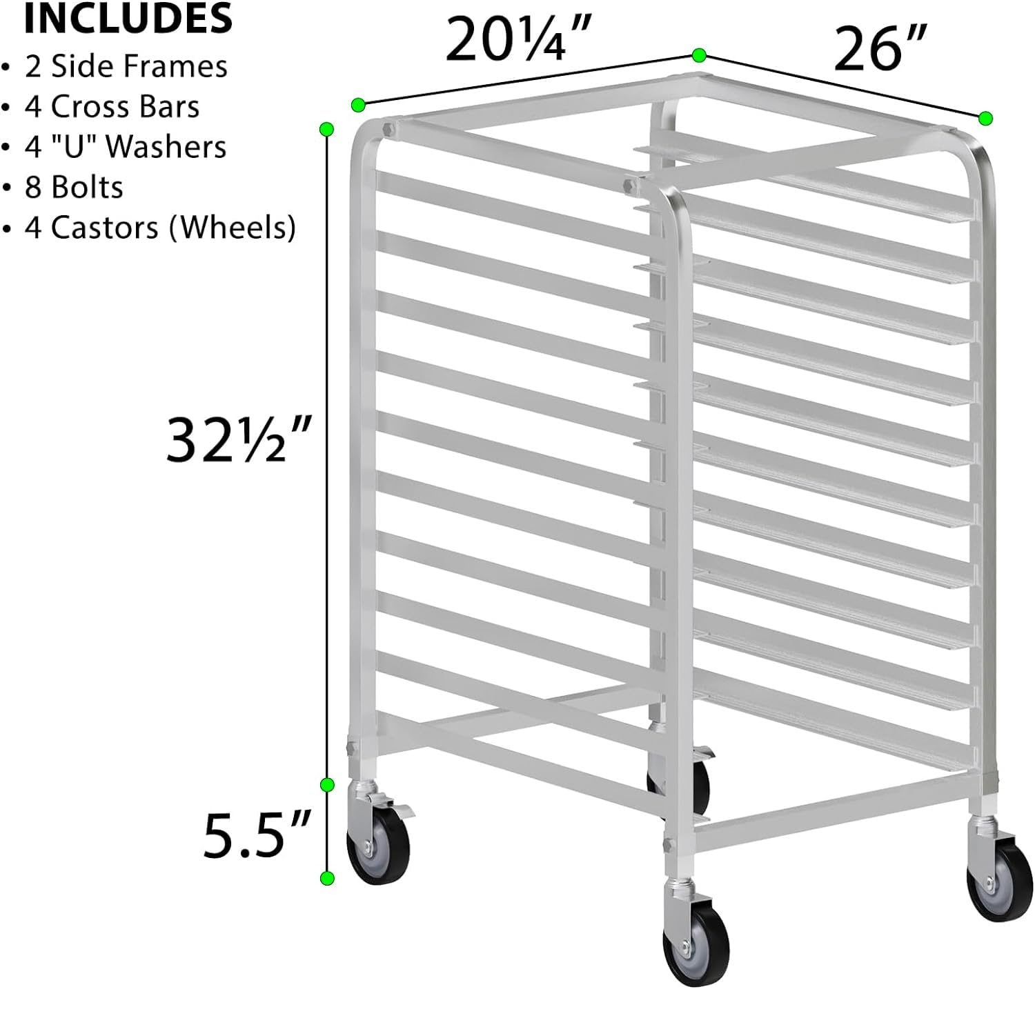 Express KitchQuip Commercial 10 Tier Bun Baking Pan Rack Sheet Pan Rack W/2 Brake Wheel - NSF