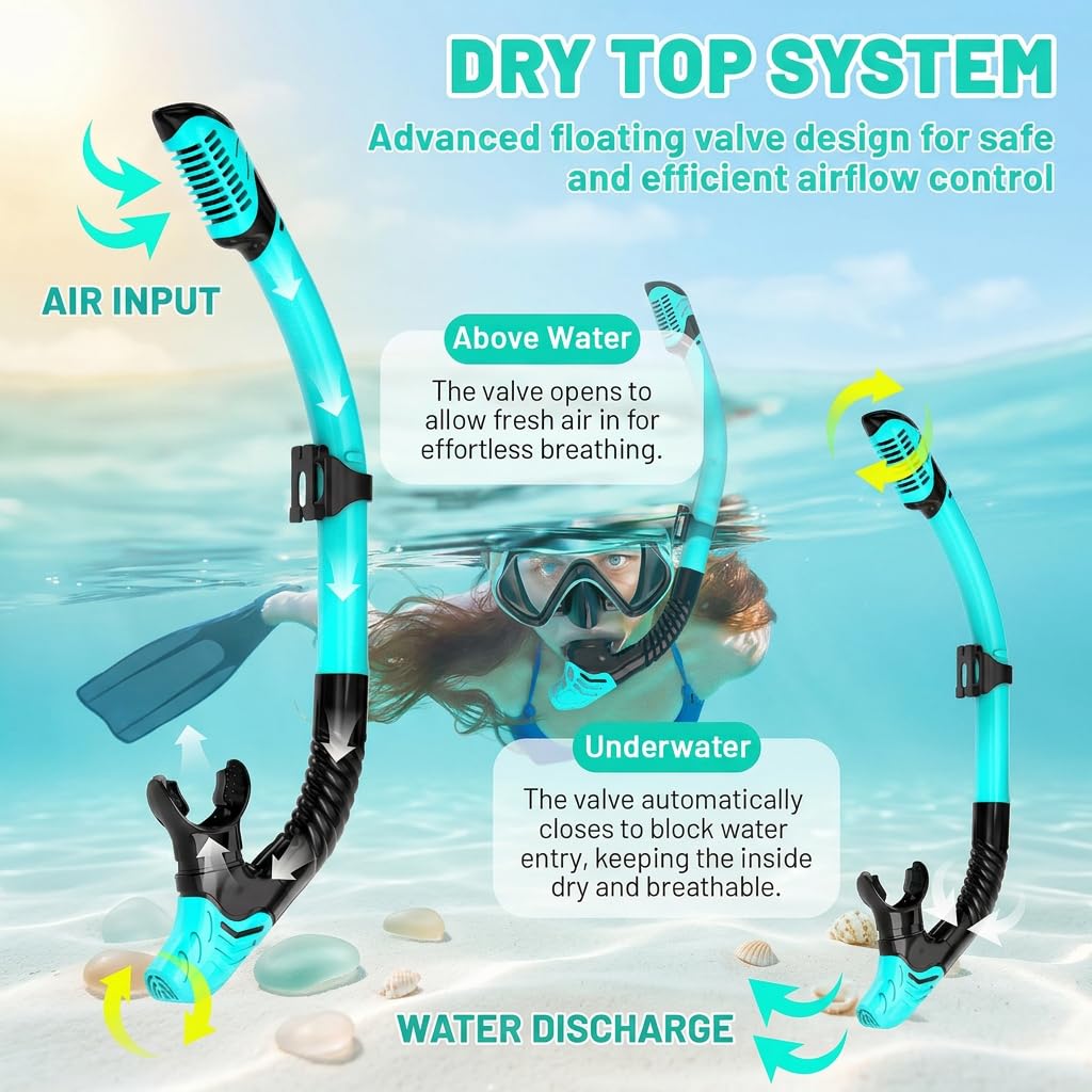 Schnorchel-Set Erwachsene 180° Panorama Sichtfeld Anti-Beschlag Taucherbrille Erwachsene für Strandurlaub Schnorcheln Wassersport, Schnorchelmaske mit Schnorchel inkl. Tasche Nasenklipp Ohrstöpsel