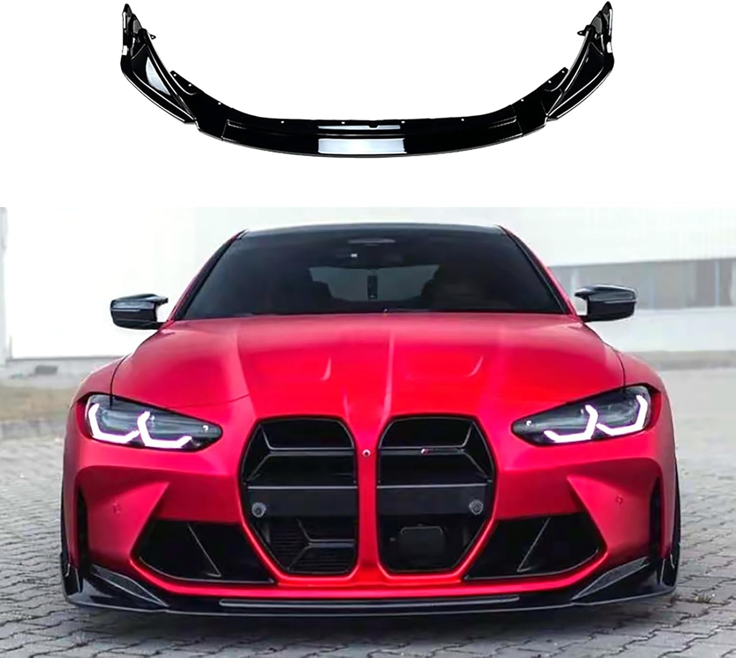 TWITTO Front Bumper Lip Spoiler Splitter Deflector Chin Trim Compatible with BMW M3 M4 G80 G82 2021+,Gloss Black