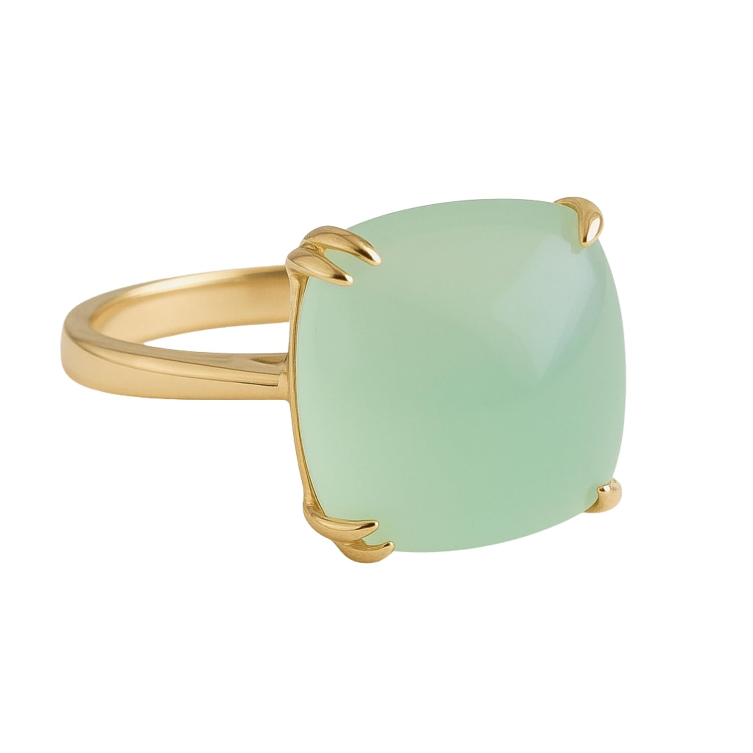 Aqua Chalcedony Sugar Loaf Ring 12x12mm – 925 Solid Sterling Silver with 3 Micron Gold Plating – Natural Gemstone, Scandinavian Handmade Fine Jewelry for Women - Image 9