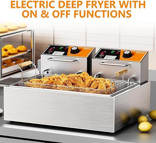 Miniatura 8 de Freidora eléctrica de 3400 W caliente 22.6QT24L Freidora comercial con 3 cestas freidora de aceite para encimera para uso en restaurantes y cocina