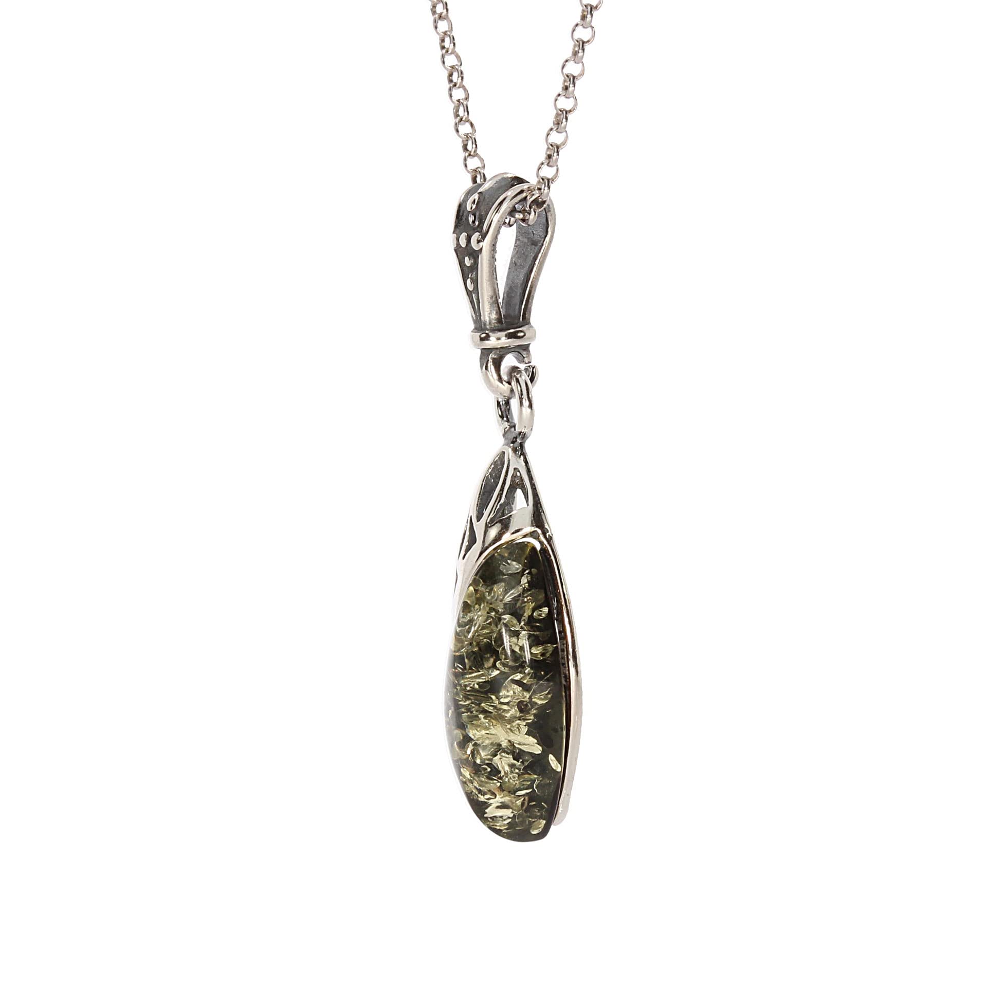 Pendentif ambre élégant (sans chaîne) en ambre et argent sterling 925/000, Ambre de la Baltique argent sterling 925/000, Ambre