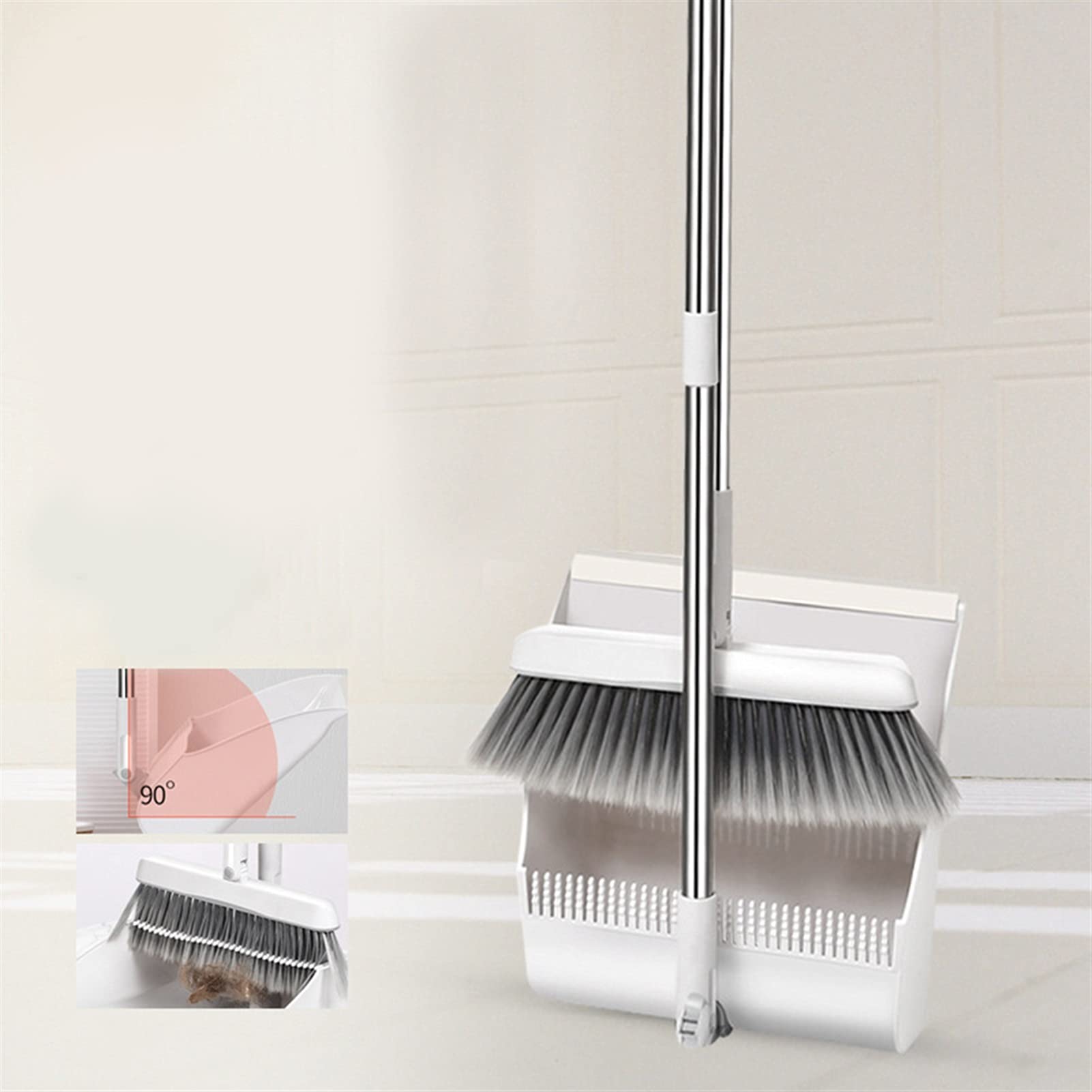 Besen und Kehrschaufel Set Besen und Kühlung Set mit langem Griff - Küchenbesen und stehende Staubpfanne Set mit stehender Kehrschaufel for Bodenreinigung Besen/Besen und Kehrschaufel