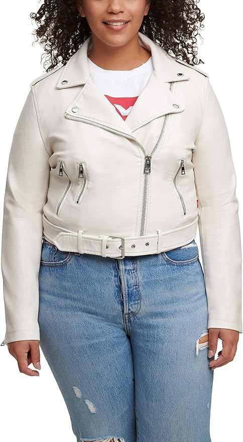 Levi's Damen Faux Leather Asymmetrical Belted Motorcycle Jacket Kunstlederjacke, grau, Klein – Ansicht 3