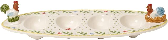 Villeroy und Boch Spring Awakening miska na jajka "Kogut i kura", 31 x 12 cm, porcelana, żółta/zielona/czerwona