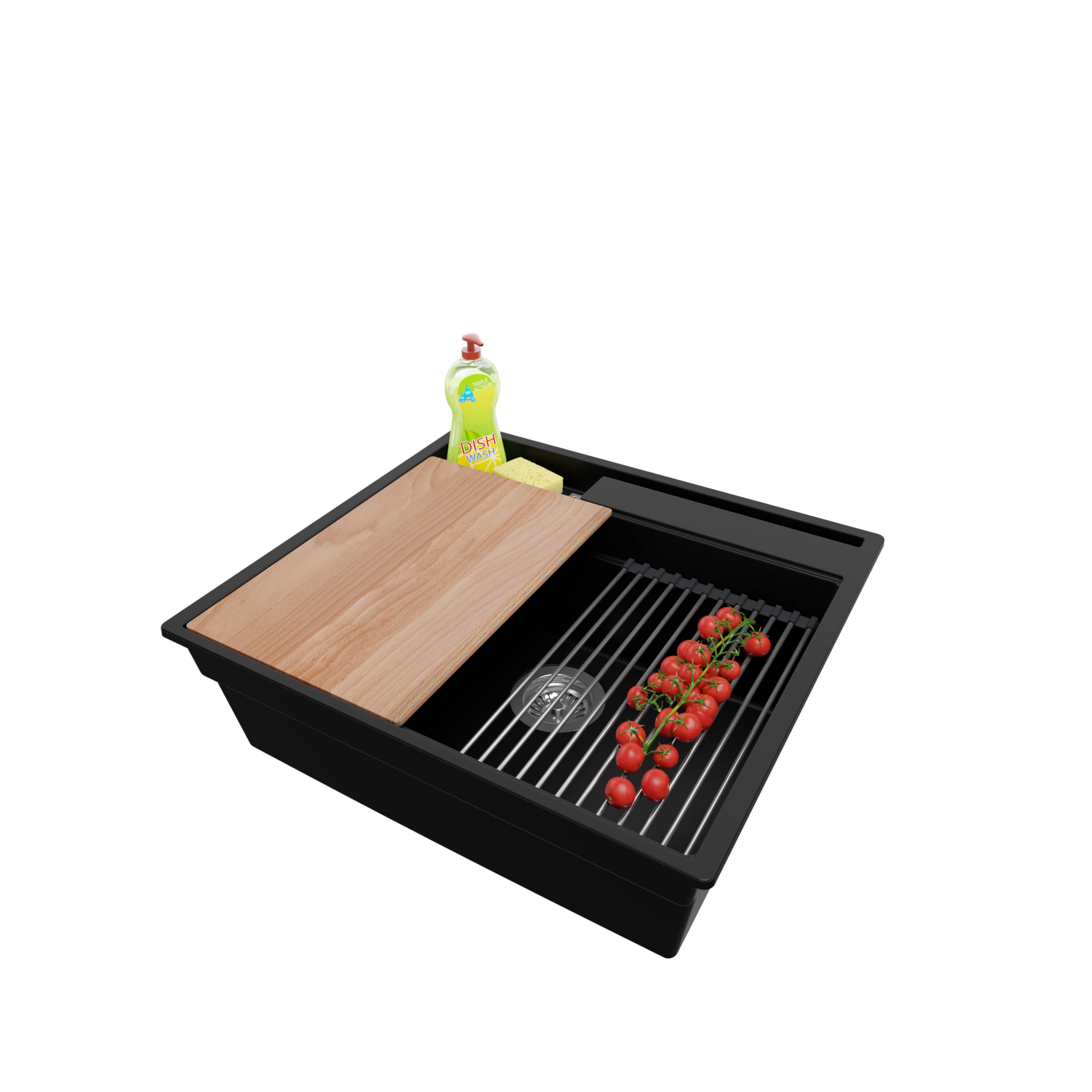 Évier cuisine granit noir 58x53cm pour moderniser votre plan de travail