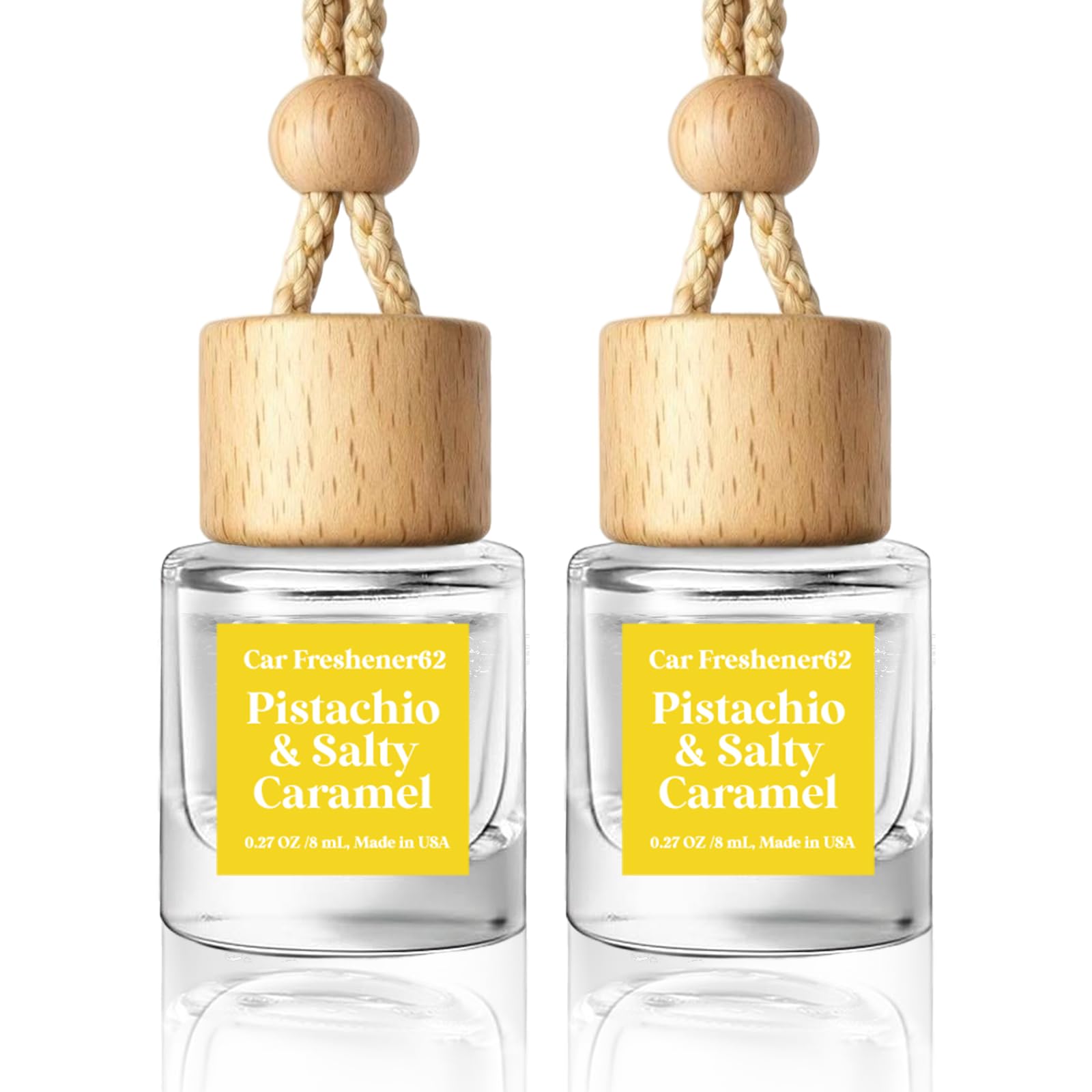 HoogaLife Car Air Freshener Diffuser 2 Pack Hanging Pistachio Salty Caramel Car Air Freshener for Women 45+ days Long Lasting Fragrance Made in USA (P62) Pistachio & Salty Caramel