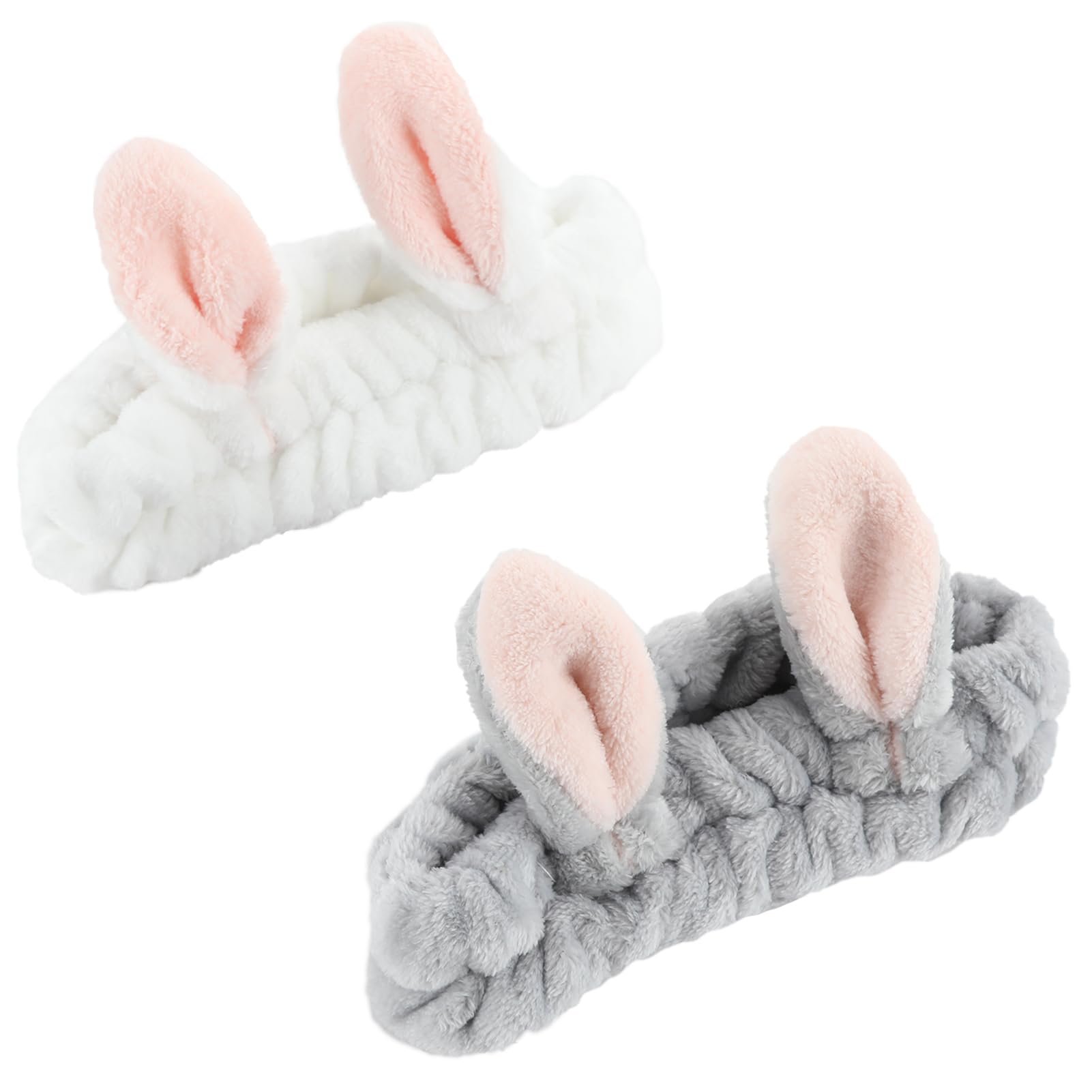 Diadema con Orejas de Gato - Banda de Pelo Encantadora para Spa, Ducha, Limpieza Facial, Maquillaje - Lavable y Apta para Todos los Tamaños de Cabeza - 2 Colores