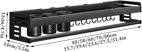 Miniatura 7 de Soporte colgante de pared para especias, ahorro de espacio para cocina, estante de almacenamiento de cocina para utensilios, organizador de baño
