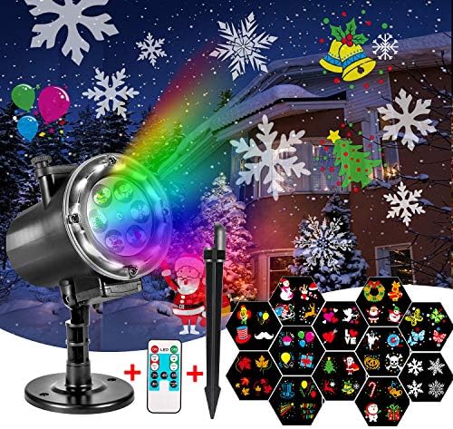 Christmas Holiday Projector Lights,KINGWILL High-Definition Light Projector with 12 Slides Patterns Outdoor/Indoor Party Landscape Garden Halloween Home Birthday Party Decoration with Remote