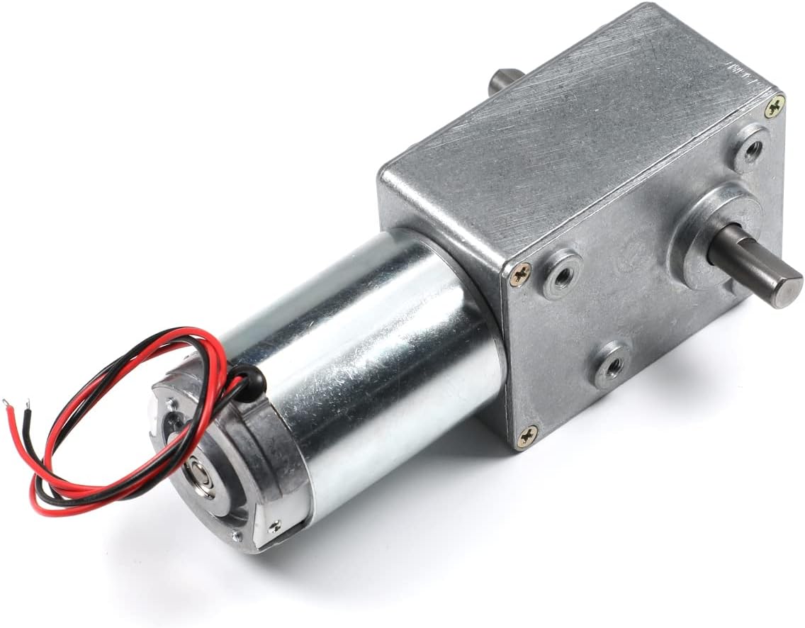 Fielect 24V 30RPM DC Worm Geared Motor Double Shafts Electric Motor High Torque Turbine Worm Gearbox Motor Speed Reduction Motor