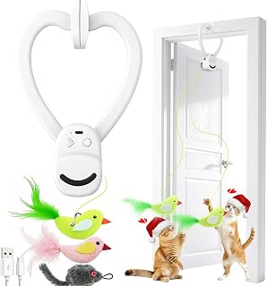 Aoioploa Interactive Flying Bird Cat Toy - USB Rechargeable Clip-On Feather Wand for Indoor Cats, Bored Kittens & Multi-Cat Homes