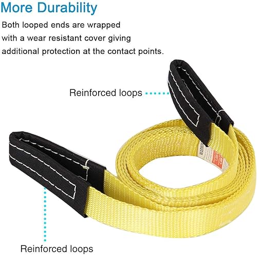 Miniatura 7 de XSTRAP - Polipasto de cuerda reflectante de 50 pies de resistencia a la rotura de 2,000 libras + 2 correas de malla de elevación de 1 x 8 pies