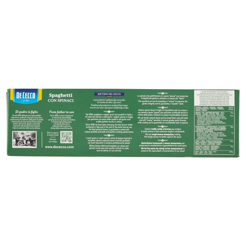 Italian Gourmet Spaghetti con spinaci Nr. 12 Spinatnudeln Pasta 20 x 500g | Cottura al dente, formato lungo; passt zu Tomatensauce, Pesto und Öl, Gesamtnettogewicht 10 kg + Kostenlos Polpa 400g