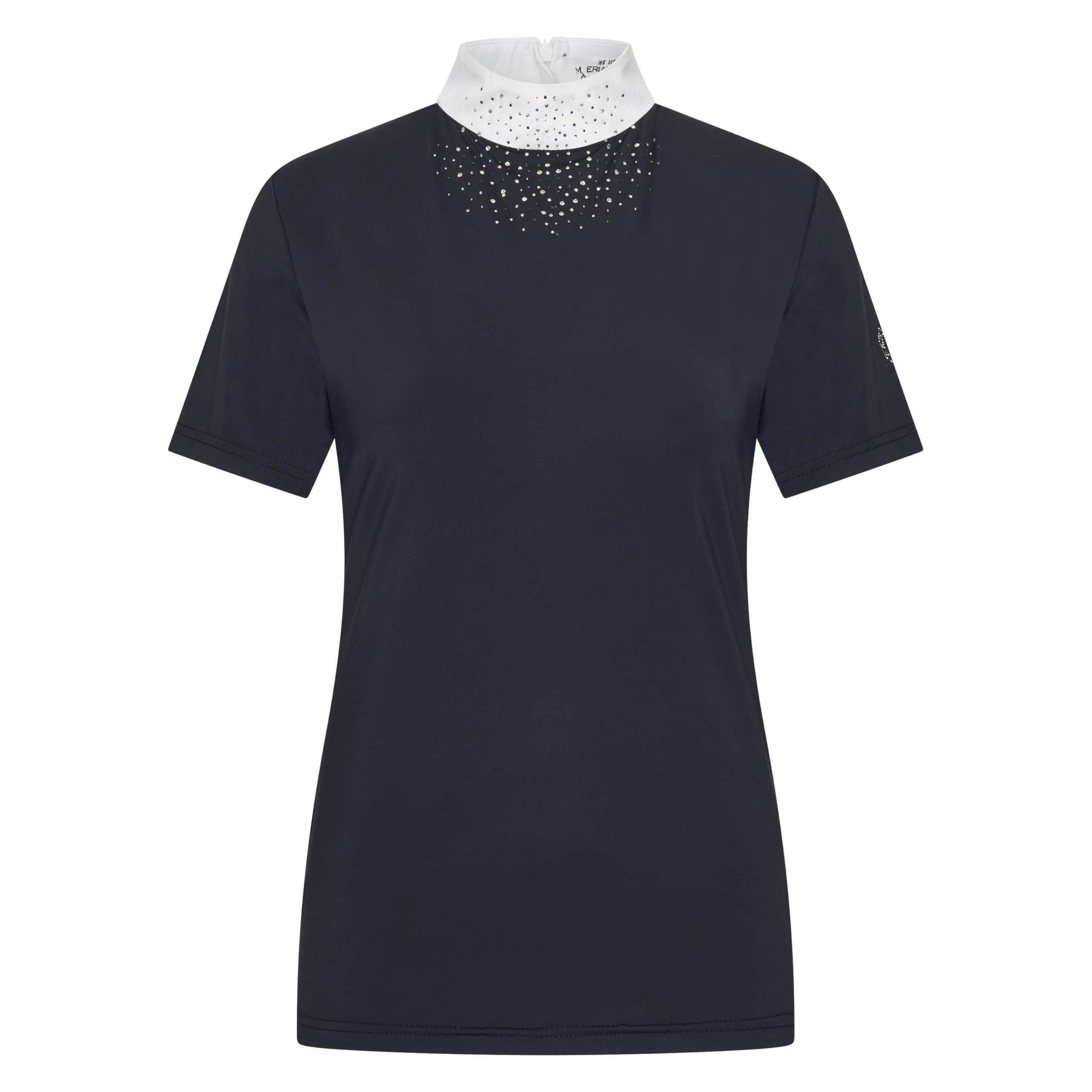 Imperial Riding Damen Turniershirt IRH Shines, Kurzarm Reitshirt mit Stehkragen, Strassverzierung und Rückenreißverschluss