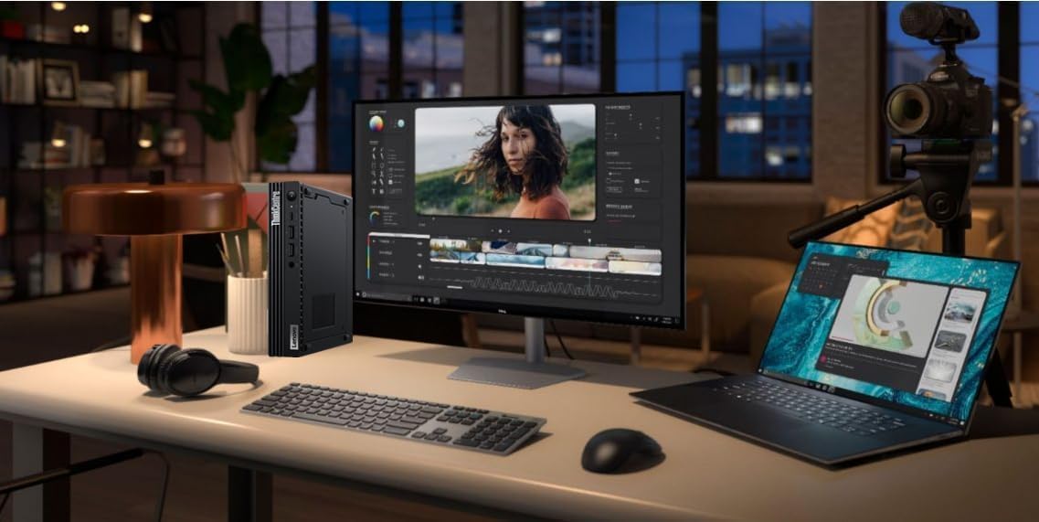 Lenovo ThinkCentre M80q Tiny Mini PC de bureau, Intel Core i5-10500T, 16 Go de RAM, SSD 512 Go, WiFi, Bluetooth, sans clavier et sans souris, Windows 11 Pro (reconditionné)